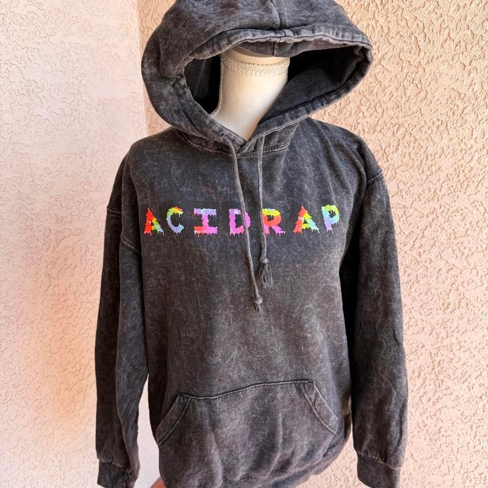 Y2K Colortone Acid Rap black hoodie.